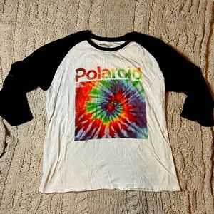 Tie Dye Polaroid Three Quarter Sleeve Shirt Size Large